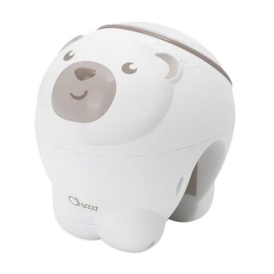 Chicco Polar Bear Projector 2in1, för Next2Me spjälsängar, barnsängar och nattduksbord, Magisk Aurora-projektion, 30 minuter klassisk musik, naturens ljud, anpassningsbara funktioner, 0 månader +