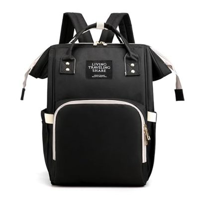 Herzberg, HG03190-BLK, svart skötväska, elegant och praktisk design, rymlig inredning, 3 isolerade fickor för flaskor, mångsidiga bäralternativ, vadderade axelremmar, svart