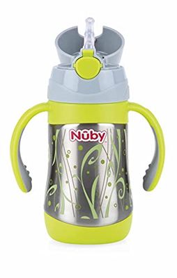 Nuby ID10279 Thermo roestvrijstalen rietje, 280 ml