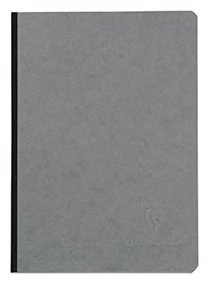 Clairefontaine 795425C Collection Age Bag Un Carnet Cousu Dos Toilé Gris - A5 14,8x21 cm - 192 Pages Petits Carreaux - Papier Blanc 90 g - Couverture Carte Lustrée Grain Cuir