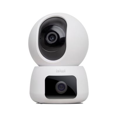 Isiwi TWIN 2K 3MP+3MP Telecamera Wi-Fi Interno IP Doppio Obiettivo, PT, Videocamera sicurezza, Rilevamento persone, Tracciamento movimenti, 2.4/5GHz Visione Notturna Audio registrazione SD-Cloud/NVR