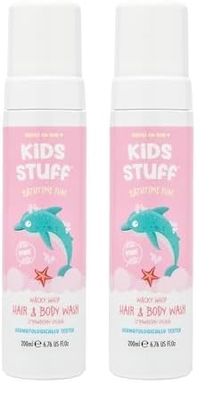 Kids Stuff Pink Wacky Whip Foaming Hair & Body Wash with Strawberry Swirl Fragrance | Dermatologically Tested Kids Hair & Body Wash | Gently Cleanses Hair & Skin | Vegan | Cruelty Free | 200ml