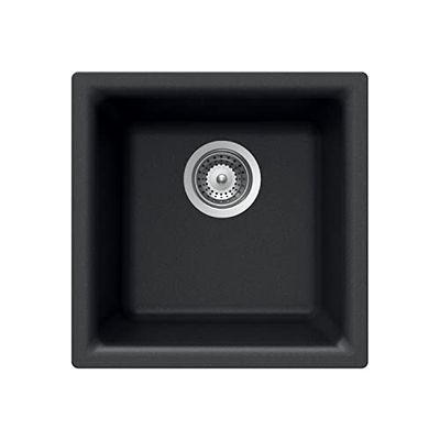 Houzer E-100 Midnite Quartztone serie graniet Dual Mount Bar/voorbereidingsbak, zwart van HOUZER