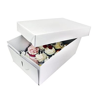 PME Extra djup cupcake-låda för 12 kakor, kartong, vit, 31 x 22 x 14 cm