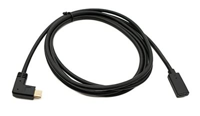 System-S USB 3.1 Gen 2 kabel 1,8 m type C male naar female hoek adapter in zwart