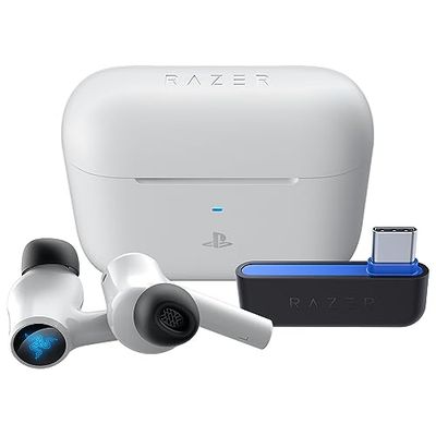 Razer Hammerhead HyperSpeed - Auricolari wireless da gaming multipiattaperma per PlayStation (HyperSpeed Wireless, ANC, Bluetooth 5.2, Con Razer Chroma RGB) Blanco