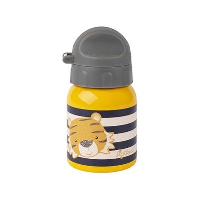 Sigikid Tiger Drinkfles, 25376, roestvrij staal, 250 ml, aanbevolen voor kinderen vanaf 1 jaar, robuust, lekvrij, onbreekbaar