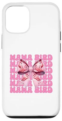 Mama Bird Flamingo Mom Mother's Day Pink Coquette Bow Case for iPhone 12/12 Pro