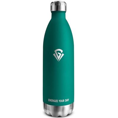 Thermosfles 1000 ml, waterfles, geschikt voor koolzuurhoudende dranken, BPA-vrij, lekvrij, dubbelwandig, thermoskan, voor fitness, hardlopen, kantoor, kinderen, volwassenen, camping, fitness, bubbels