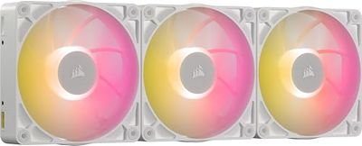 CORSAIR iCUE Link RX120 Max RGB 120mm PWM Ventilateur Épaiss avec iCUE Link System Hub – Pression Statique Élevée – Palier à Dôme Magnétique – Pack Triple – Blanc