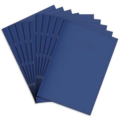 Rhino Quaderni di grandi dimensioni, 48 pagine/8 mm, a righe con margine, confezione da 10, libri di scrittura 13 x 9, forniture di cancelleria per ufficio e scuola, blu scuro