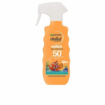 Garnier Delial Niños Hydra 24h Protect Pistola Spray Protector Solar FPS 50+. Muy alta protección. Resistente al agua y a la arena. Para niños. Testada bajo control pediátrico. 270 ml