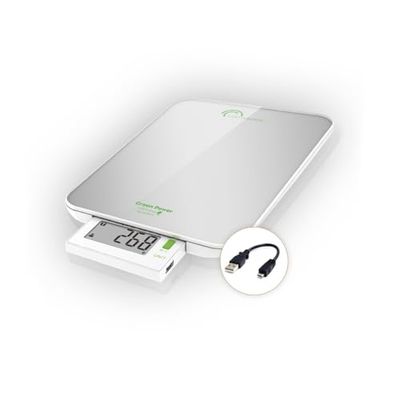 LITTLE BALANCE 8183 Slide 6 USB Silver, Balanza de cocina sin pilas, Recarga por USB, 6 kg, Pantalla retráctil, Silver