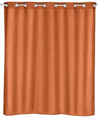WENKO Duschvorhang Comfort Flex Terracotta, hygienischer Textil-Vorhang, waschbar, wasserabweisend, mit integrierter Hängeeinrichtung, ermöglicht schnelles & unkompliziertes Aufhängen, 180 x 200 cm