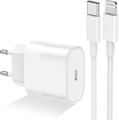 Câble de charge d'origine pour iPhone 13 14 12 11 avec chargeur rapide, câble de charge rapide avec bloc d'alimentation USB C, adaptateur PD pour iPhone 14/13/12/11 Pro Max/Plus XS/XR/SE/iPad