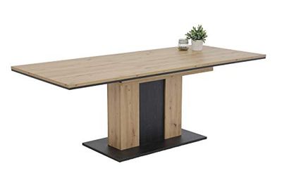 Hela Tische, Atlanta - Mesa de Comedor, Material a Partir de Madera, con Base Central, Revestimiento de Melamina, Diseño de Roble Artisan, Extensible, 160-210 X 90 X 75 Cm