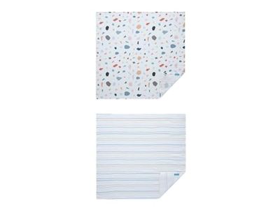 Hibboux Terazzo Couverture en Mousseline rayée 75 x 75 cm