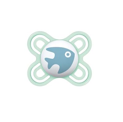 MAM MAM fopspeen voor 0-2 maanden, van zachte siliconen, voor een gezonde ontwikkeling van de mondholte, babyaccessoires met praktische sterilisator-fopspeenbox, lichtblauw
