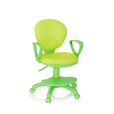 hjh OFFICE 670979 Chaise de Bureau pour Enfant Kid Colour Tissu Vert Fauteuil pivotant pour Enfant avec Repose-Pieds et Assise réglable en Hauteur