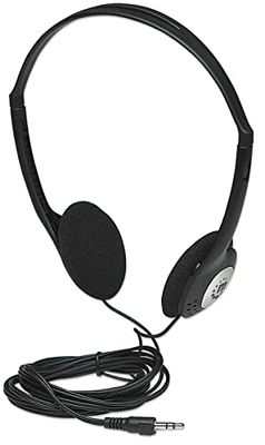 Manhattan Stereo On-Ear Headphones (3.5mm), Adjustable Split Headband, Foam Earpads, Speaker 80W max, Standard 3.5mm stereo jack/plug for audio output, cable 2.2m, Black, Three Year Warranty, Blister