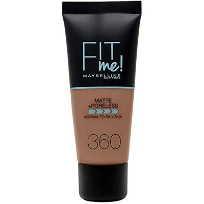 Maybelline New York Fondotinta Fit Me Matte&Poreless, Finish Opacizzante e Fissante, Tonalità: 360 Mocha