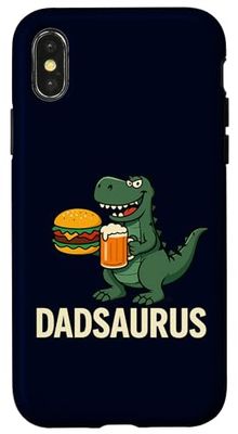 Dadsaurus Dad Dinosaur Beer Burger Funny Father Papa Coque pour iPhone X/XS