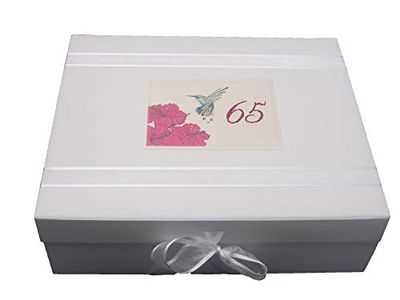 Witte katoenen kaarten HU65X Grote"65" verjaardagsherinneringen, Humming Bird Design Keepsake Box