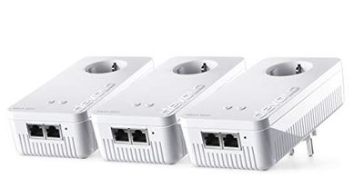 devolo Mesh WiFi 2 – 1200 WiFi ac: 3 WiFi-adapters voor Mesh WiFi-ontvangst wanneer je van kamer tot kamer gaat, ideaal voor streamen (1.200 Mbps, triband-systeem, 5 Gigabit Ethernet-aansluitingen)