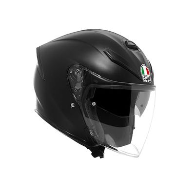 AGV - K5 JET EVO E2206, Jet Unisex Motorbike Helmet, Carbon and Glass Fibre Open Face Motorcycle Helmet, with Scratch Resistant and Anti-UV Visor, Matt Black, XL
