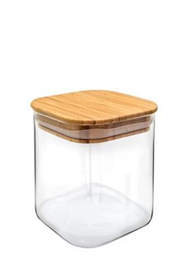 NERTHUS FIH 779-Glass Jar Lid, 800 ml, Bamboo Plastic Borosilicate Glass Crystal