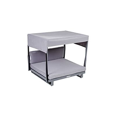 Greemotion Lit pour Chien, Canapé pour Chien avec Cadre en Aluminium et Oreilles et Toit en 100% Polyester, env. 63 x 30/65 x 65 cm, Gris