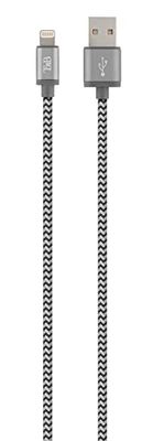 T'nB CBLSON1 USB/Lightning-kabel nylon, 1 m zwart/grijs