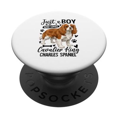 Just A Boy Who Loves Cavalier King Charles Spaniel Dog Owner PopSockets Adhesive PopGrip