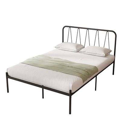 Avenco Struttura Letto Singolo 90x190cm Rete Letto con Testiera, Base del Materasso, Supporto a Doghe in Acciaio con Gambe Alti Centrali Stabili, Montaggio Facile e Design Moderno, Nero