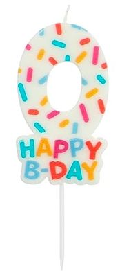 Folat 24110 Candle Cozy Sprinkles Number 0-7 cm-Cake Decorations for Birthday Anniversary Wedding Graduation Party, Multi Colors, 7 cm