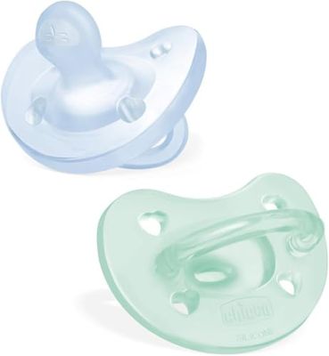 Chicco PhysioForma Sucette en silicone 2-6 mois, 2 pièces, Ensemble de gommettes 2-6 mois, Nouvelle version, Bleu