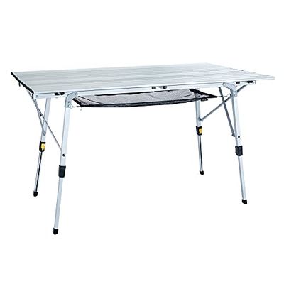 Uquip Variety L Mesa de Camping, Altura Regulable, de Aluminio, 120;x 70cm Estable, Plegable