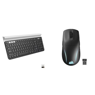 Logitech K780 Draadloos Toetsenbord, & CORSAIR M75 WIRELESS RGB Lichtgewicht FPS