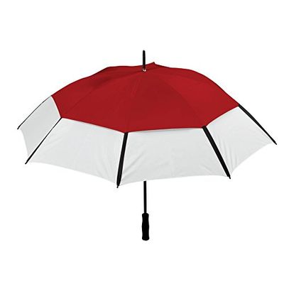 eBuyGB Large Manual Two Tone Golf Stick Umbrella, 101 cm, Red