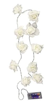 Flair Flower LED-rosett med 10 blommor, plast, vit, 100 x 6 x 6 cm