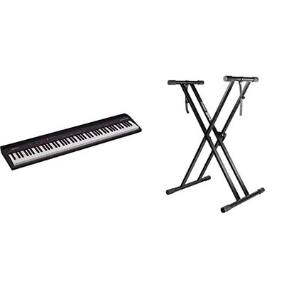 Roland Go-88P, Digital Piano, Tamaño Único, Piano De 88 Notas De Tamaño Estándar + Rockjam Soporte Para Teclado Xfinity Preensamblado, Doble Arriostrado Y Con Correas De Bloqueo