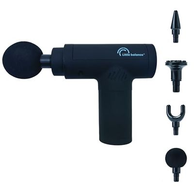 LITTLE BALANCE 8787 Sport Relax, Pistolet de massage, Appareil de massage électrique pour tissus profonds, 4 têtes de massage interchangeables, 6 vitesses, Relaxation, Auto massage, Noir