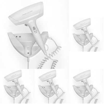 ProfiCare PC-HT 3044, Sèche-Cheveux Mural, 2 Niveaux de température et de Puissance, 1800 Watts, Câble Spirale Extra Long Cool Shot avec arrêt de sécurité, Blanc (Lot de 5)