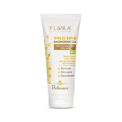 FLORA Bellbe Dolci Sensi Bio Bdih żel pod prysznic 200 ml, zmysłowy stymulujący i równoważący z czystymi olejkami eterycznymi 100%
