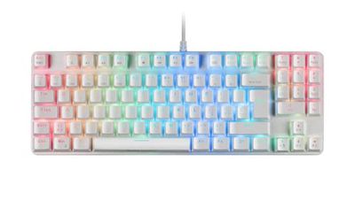 Mars Gaming MKREVOPRO, Teclado Mecánico Gaming TKL con Pad Numérico, Switch OUTEMU Pro Azul, Iluminación Full RGB, Chip Vision MCU, Software, Idioma Portugués, Blanco
