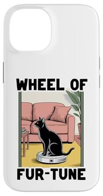 Wheel Of Fur-Tune Cat On Robot Vacuum Cleaner Cat Case for iPhone 14