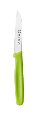 HENDI Cuchillo pelador, hoja recta, cuchillo mondador, cuchillo de cocina para pelar frutas y verduras, cuchillo torneador, 180x19x(H)9mm, acero inoxidable, PP, verde