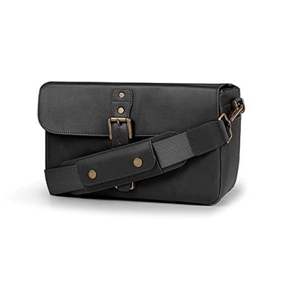 MegaGear MG1524 Messenger Bag in pelle per fotocamere Mirrorless, Instant e DSLR - Nero