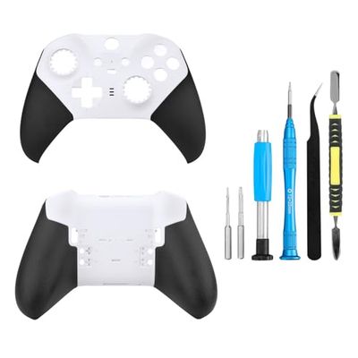 Front Back Housing Shell Faceplate Cover Replacement Repair Kit for Xbox One Elite Series 2 Controller(White)