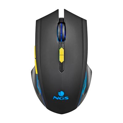 NGS GMX-200 - Draadloze Gamingmuis met LED-verlichting, 6 knoppen, Verstelbare Optische Sensor, Compatibel met PC & Laptops/PS/Xbox/Nintendo Switch/Tablets/Telefoons, Precisie & Controle, Zwart